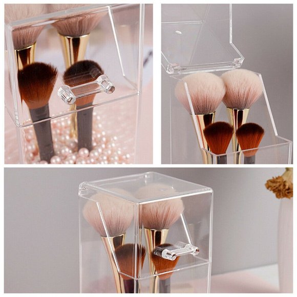 Acrylic Makeup Brush Storage Display Case With Lid - Picture 4 of 4
